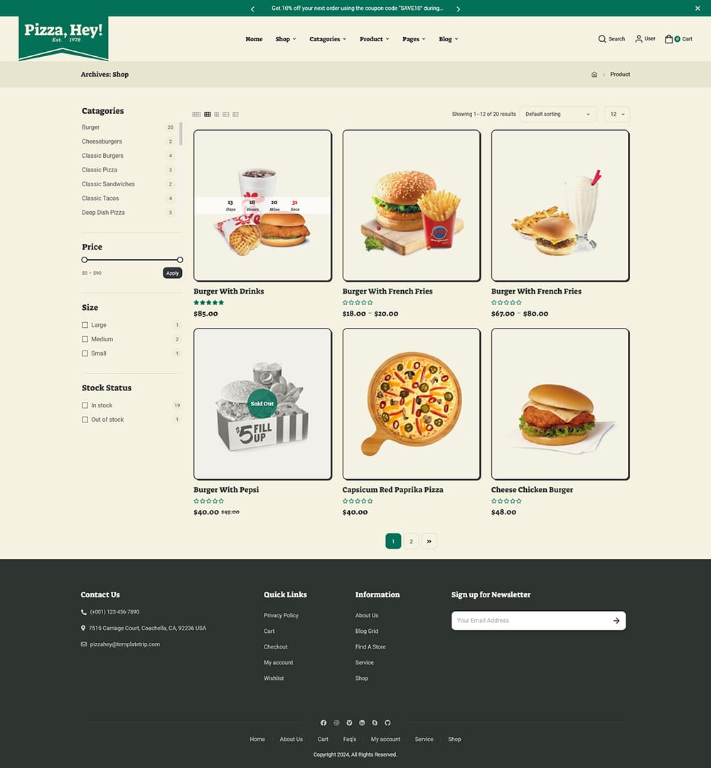 PizzaHey - Pizza, Fast Food & Restaurants - WooCommerce Theme