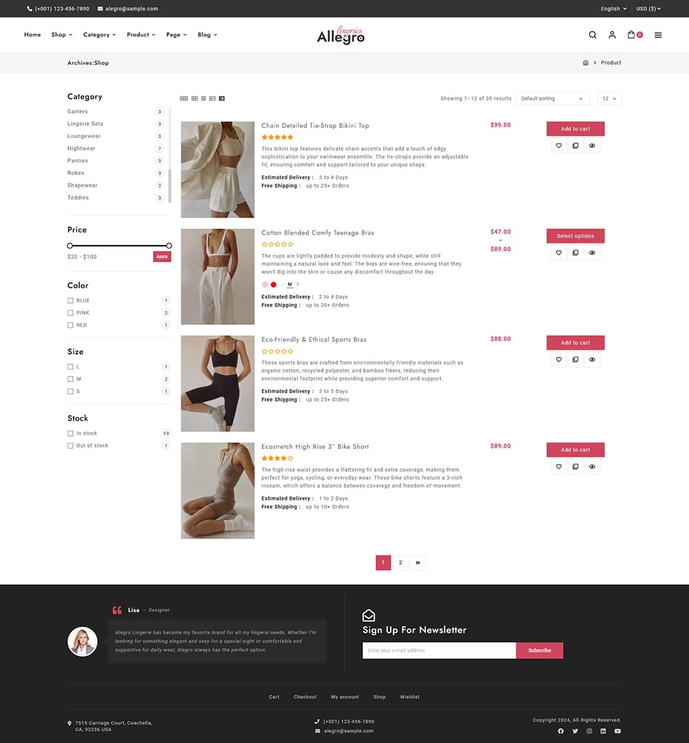 Allegro - Lingerie & Underwear - WooCommerce Theme