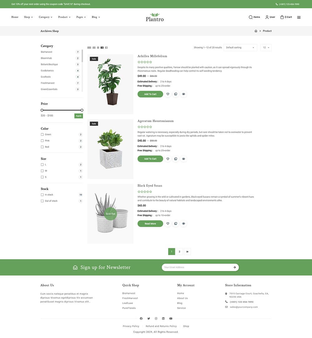 Plantro - WooCommerce Theme specialized for Home & Garden, Plants, Nursery