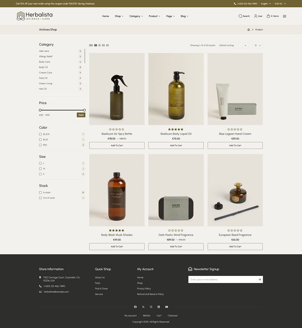 Herbalista - WooCommerce theme for Natural Beauty Care & Bio-Cosmetics