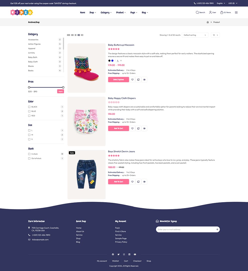 Kidzo - WooCommerce theme for Baby, Kids & Toys Stores