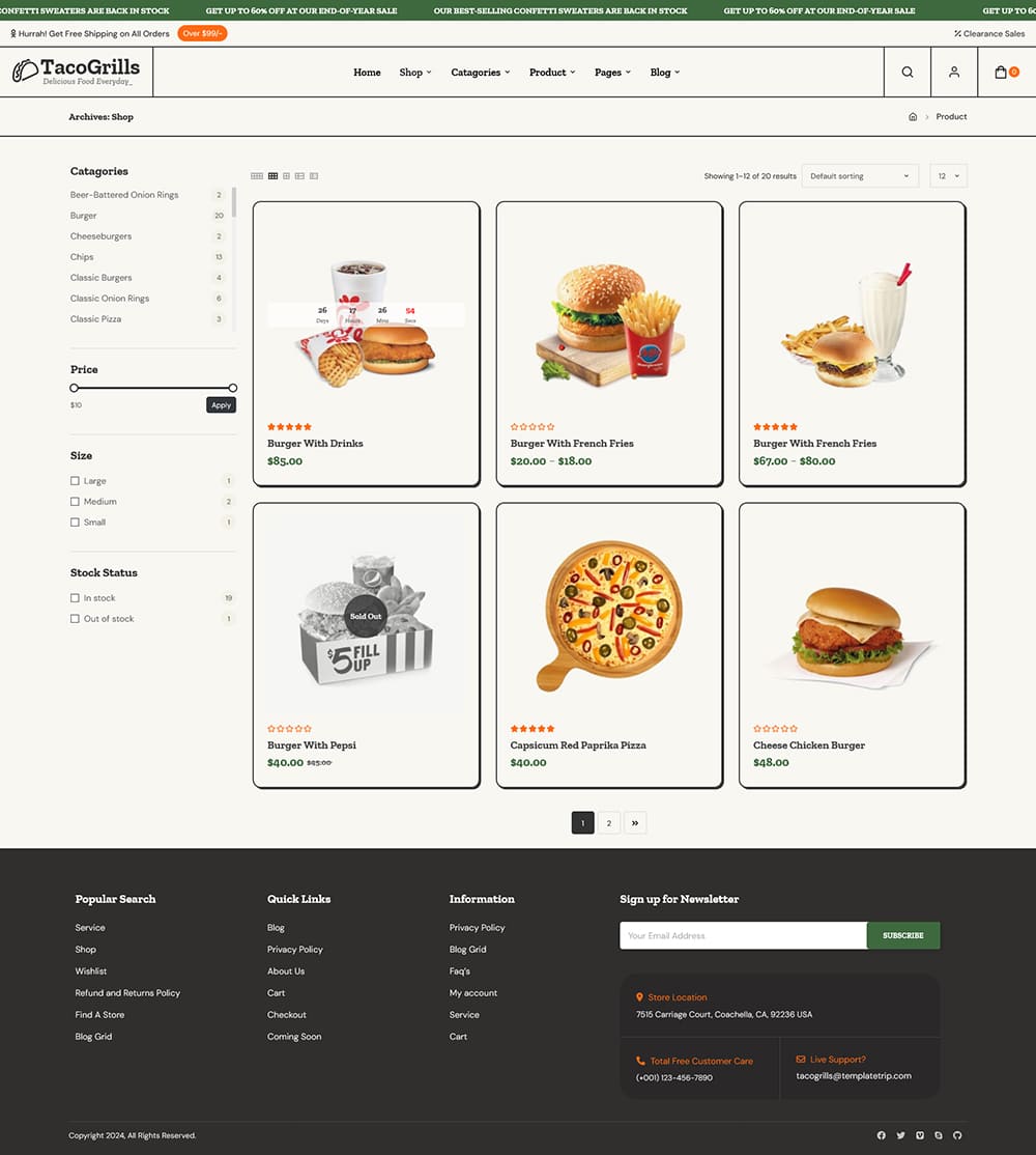 TacoGrills - WooCommerce Fast Food Theme for Burger, Pizza