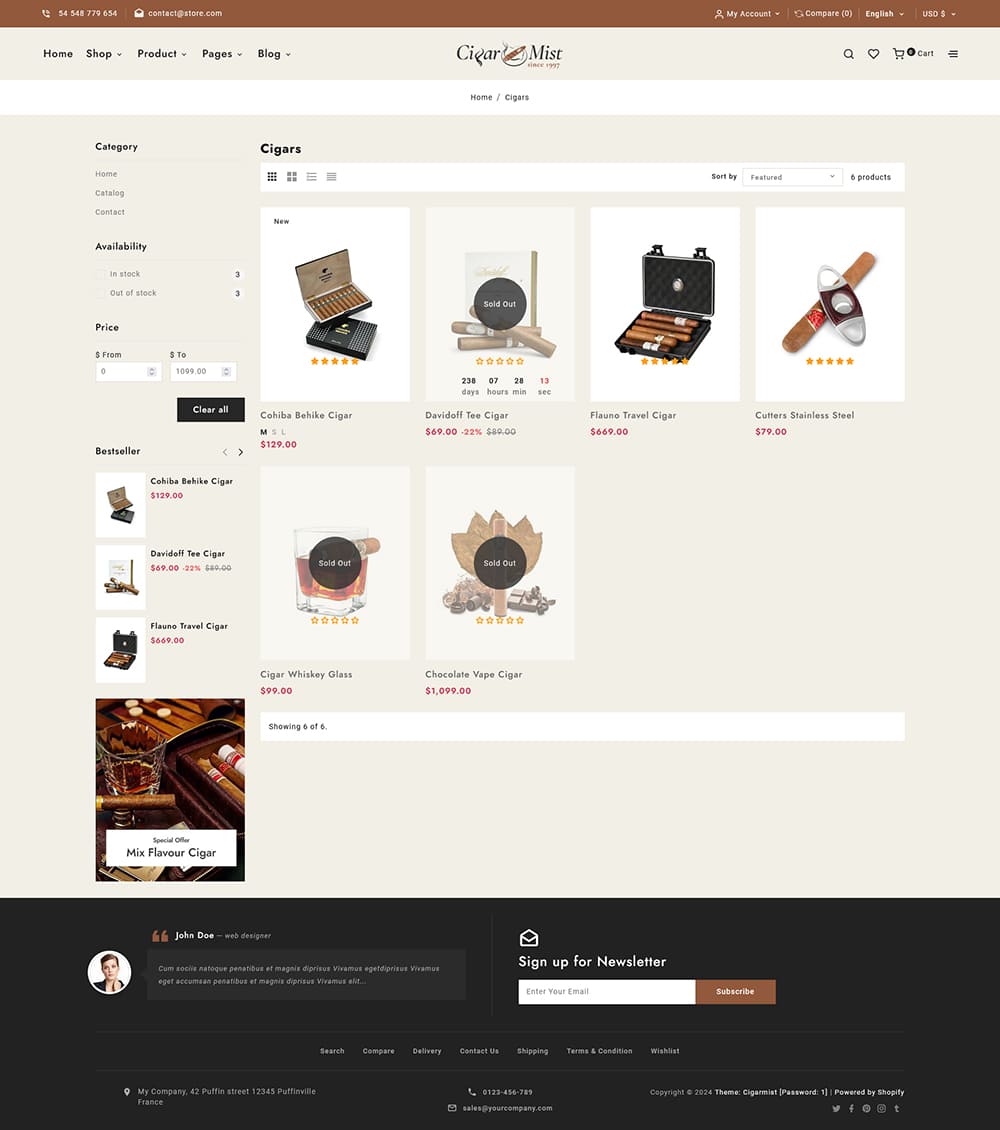CigarMist - Shopify Theme for Cigar & Tobacco Stores