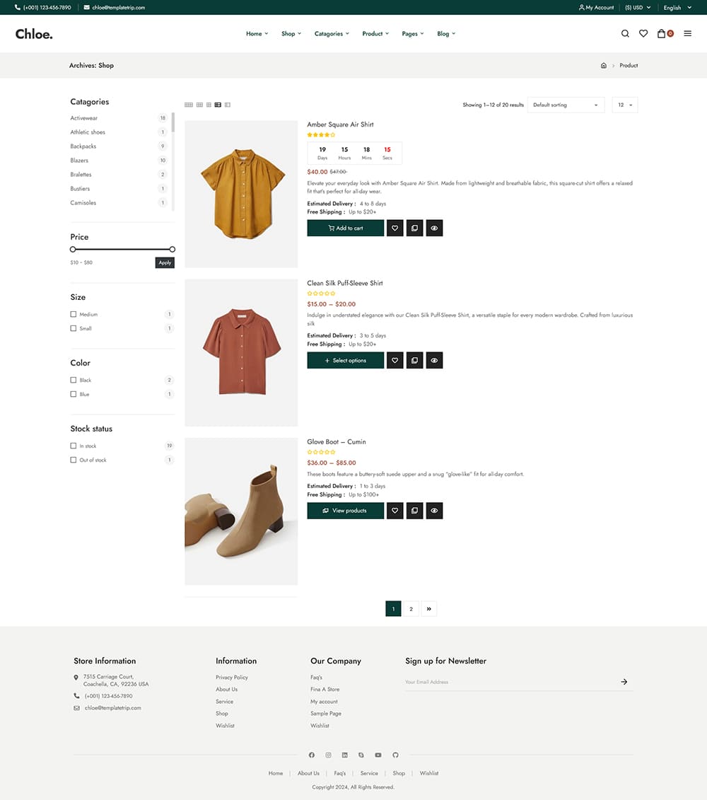 Chloe - Fast Fashion & Apparels - WooCommerce Theme