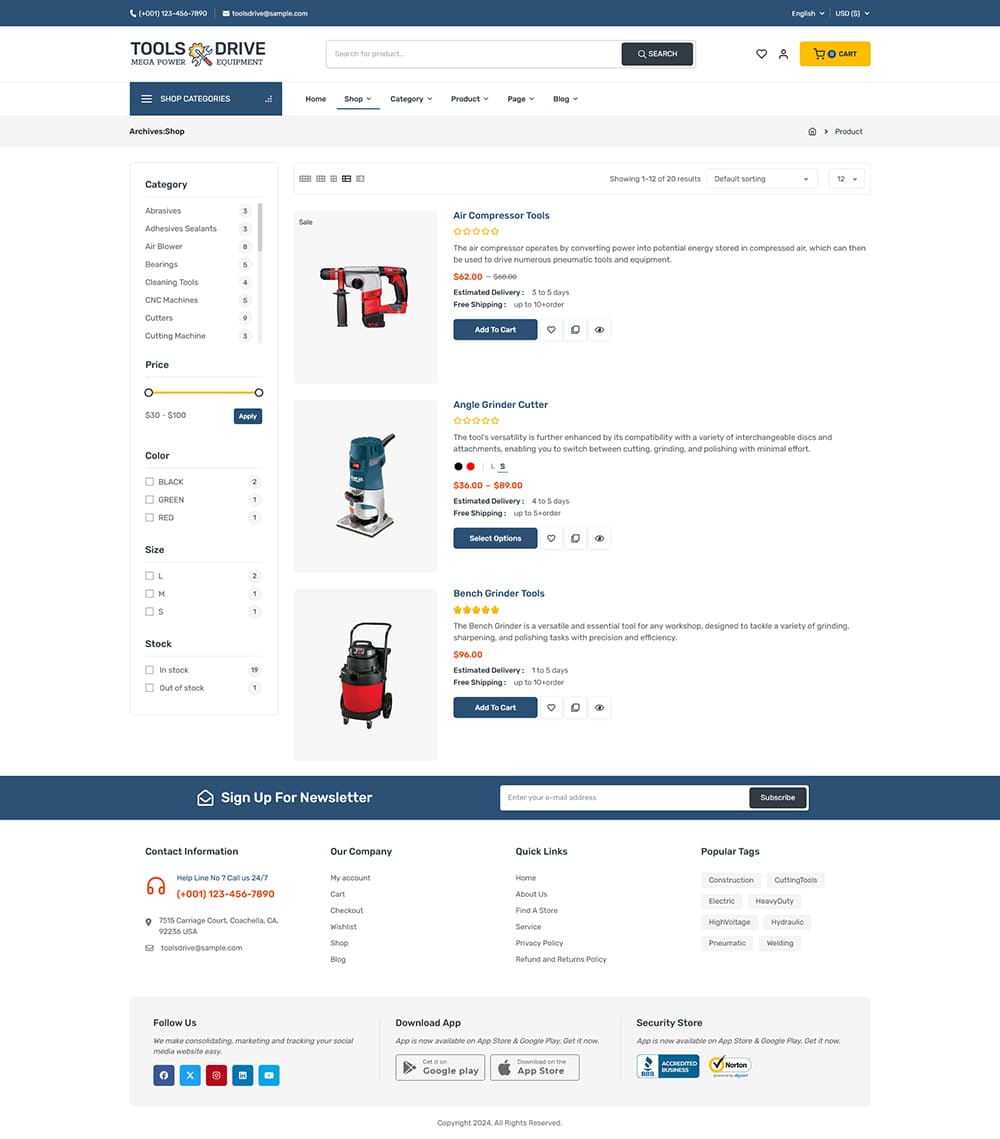 ToolsDrive - WooCommerce Theme for Power Tools & Equipment Store