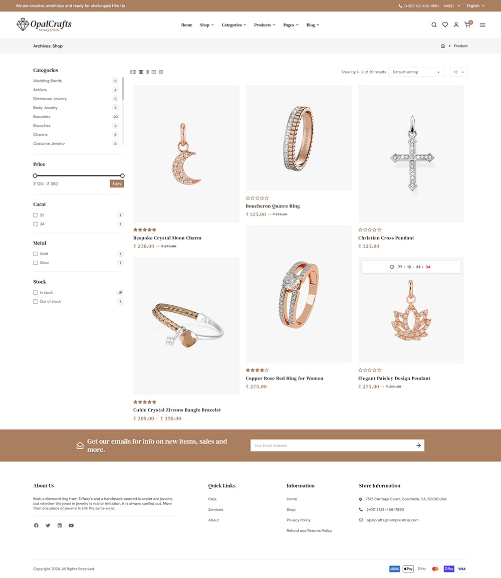 OpalCrafts – Gold, Schmuck & Lifestyle – WooCommerce-Theme