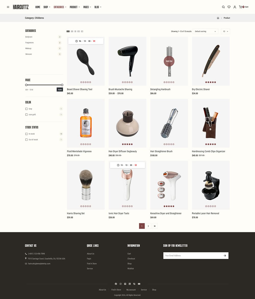 HairCuttz - Barber Shop & Hair Beauty Saloon - WooCommerce Theme