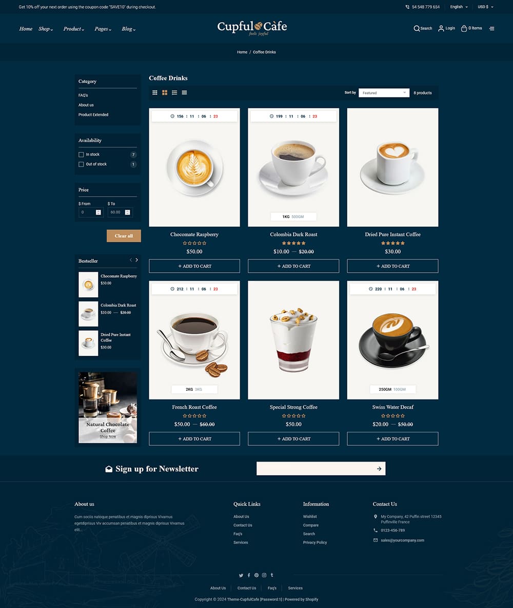 CupfulCafe - Coffee Cafe & Food Shop - Shopify Theme