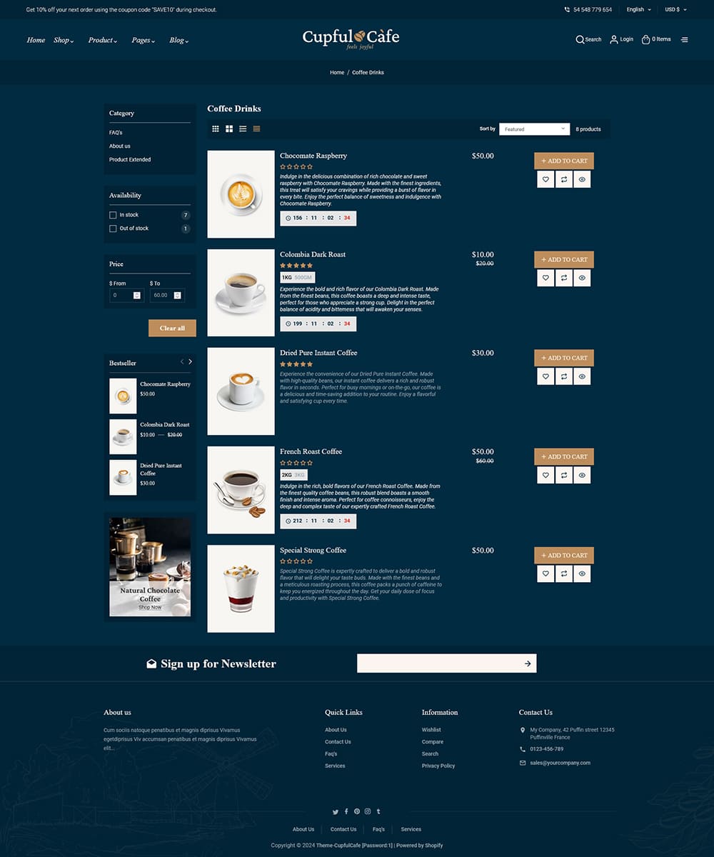 CupfulCafe - Coffee Cafe & Food Shop - Shopify Theme