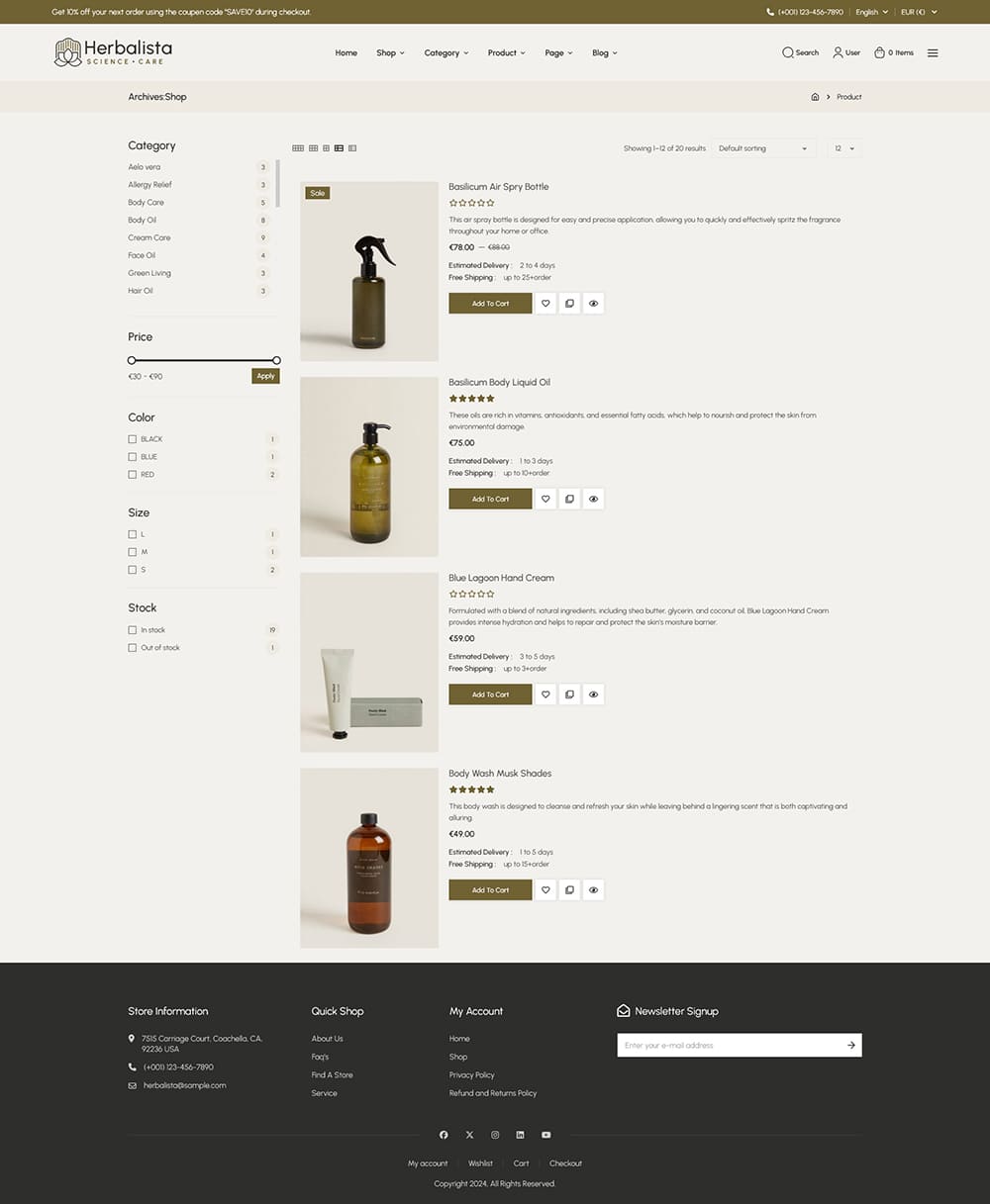 Herbalista - WooCommerce theme for Natural Beauty Care & Bio-Cosmetics