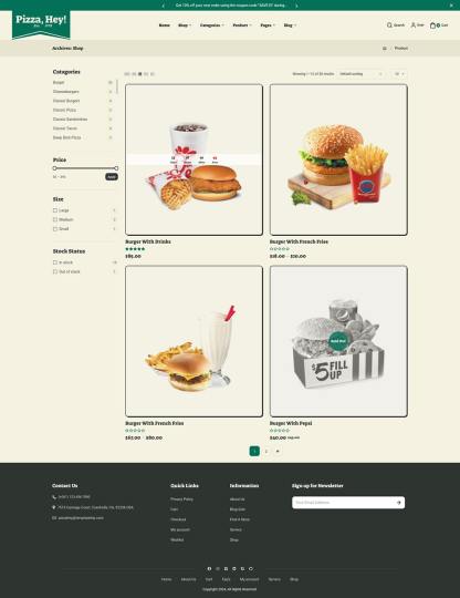 PizzaHey - Pizza, Fast Food & Restaurants - WooCommerce Theme