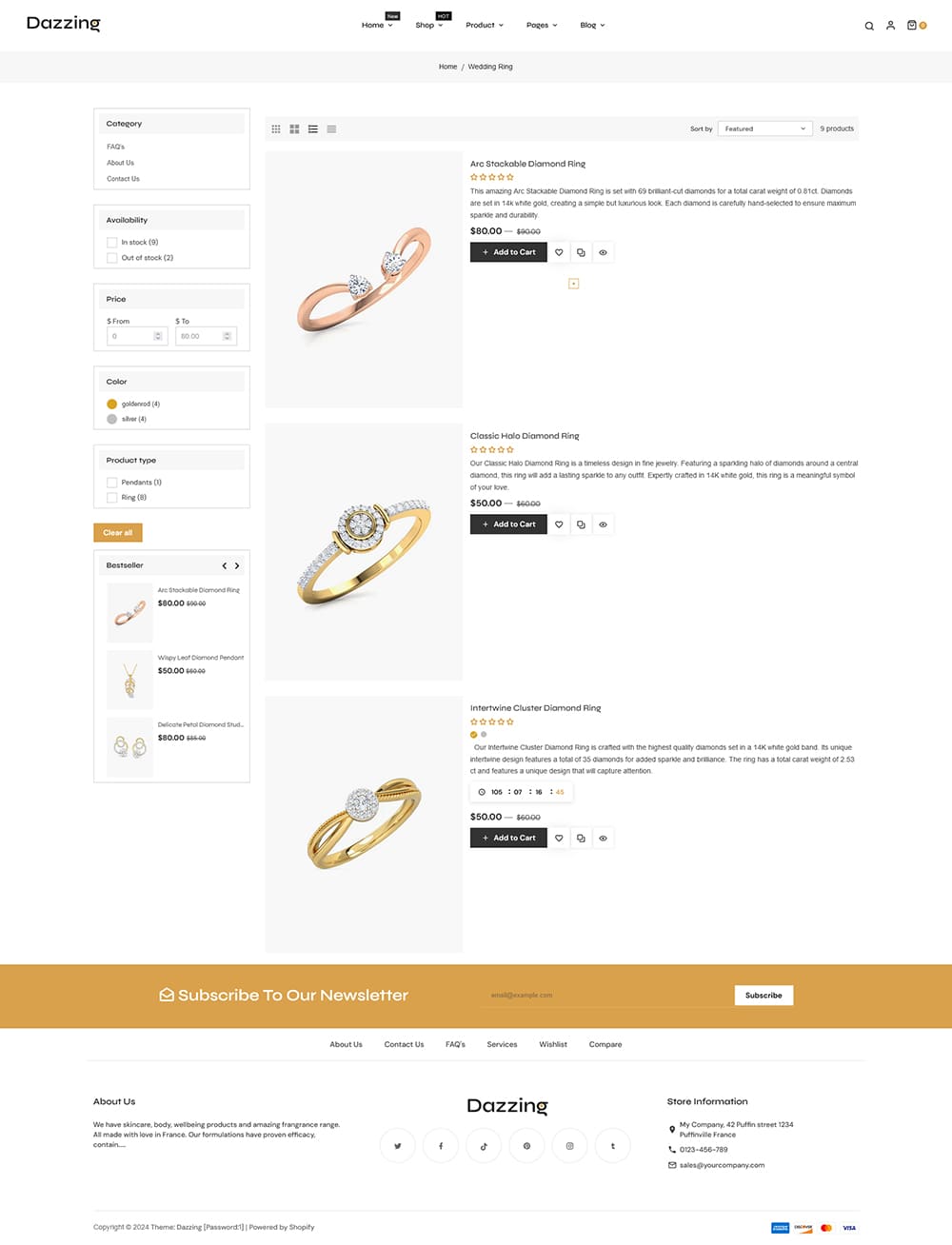 Dazzing - Jewelry Store - Shopify multipurpose Theme