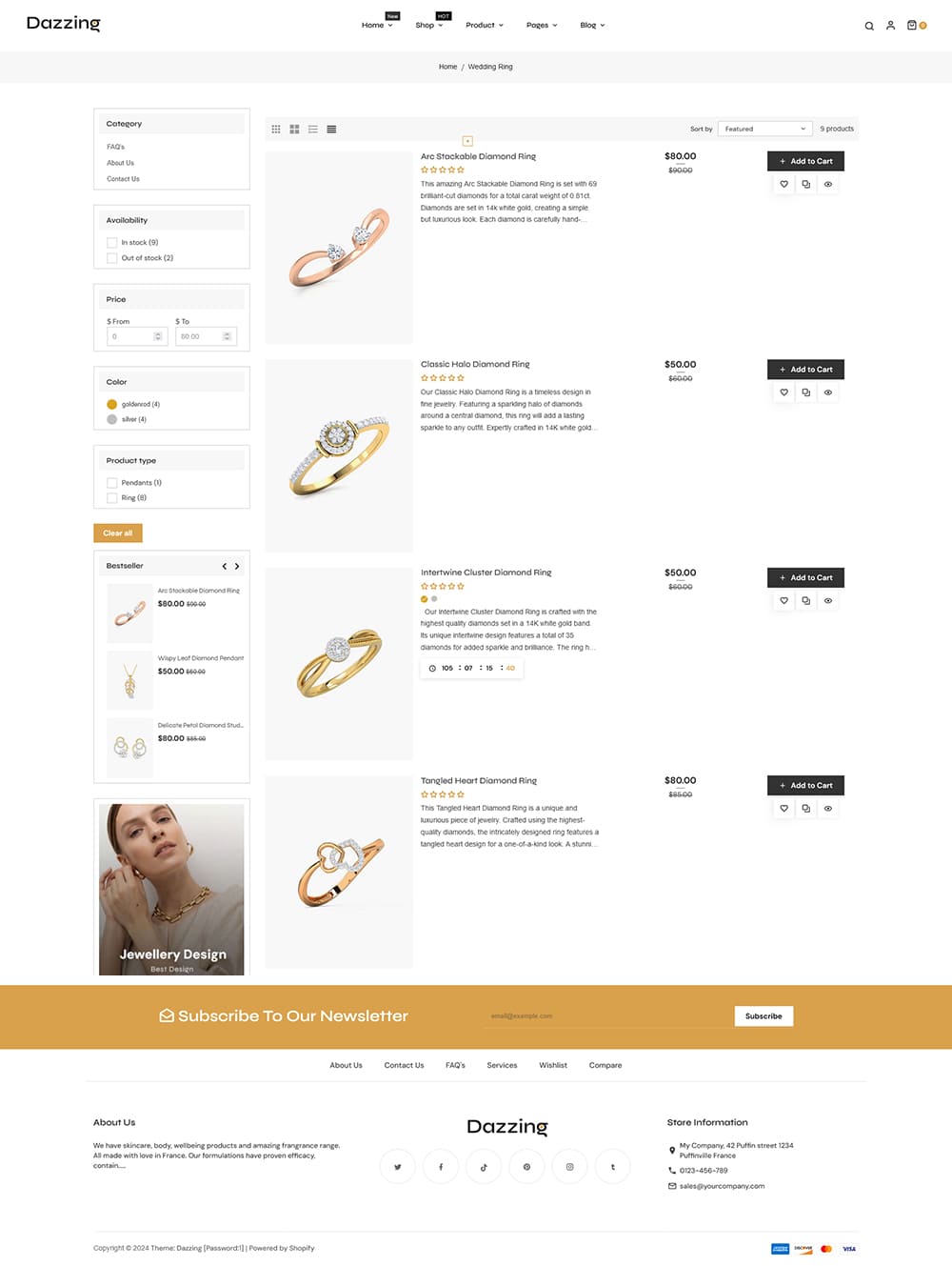 Dazzing - Jewelry Store - Shopify multipurpose Theme