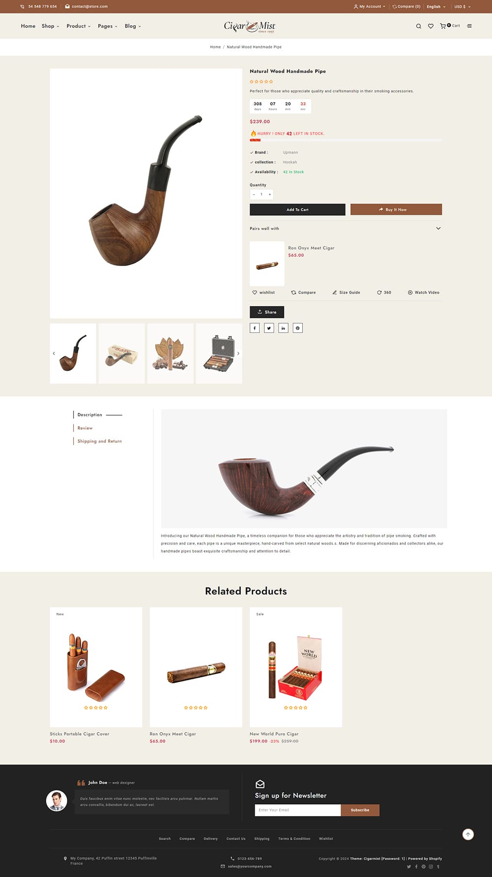 CigarMist - Shopify Theme for Cigar & Tobacco Stores