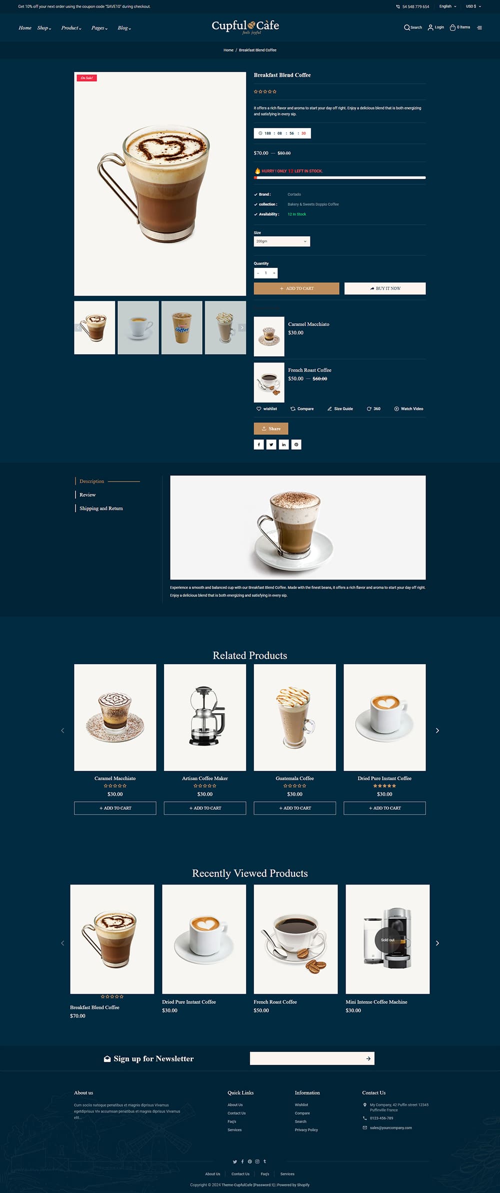 CupfulCafe - Coffee Cafe & Food Shop - Shopify Theme