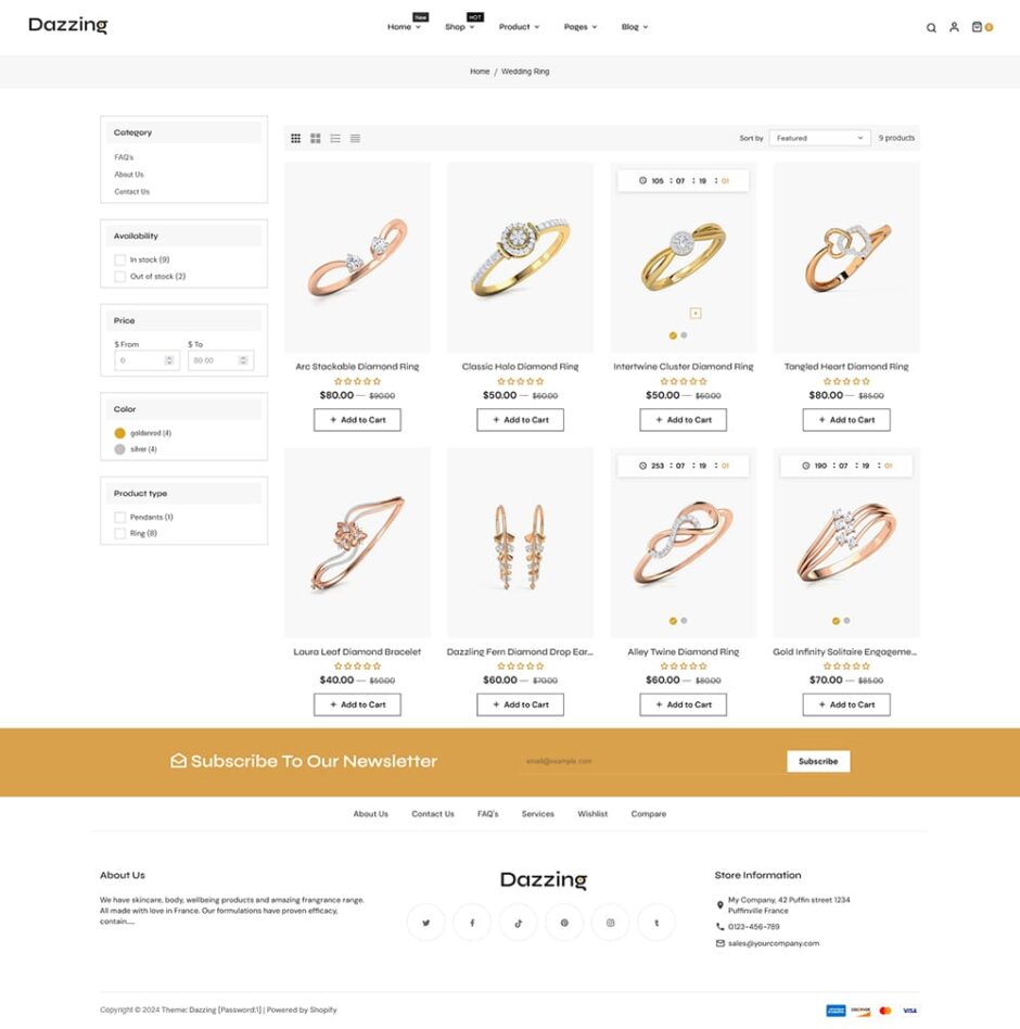 Dazzing - Jewelry Store - Shopify multipurpose Theme