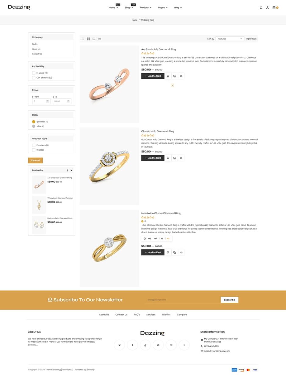 Dazzing - Jewelry Store - Shopify multipurpose Theme