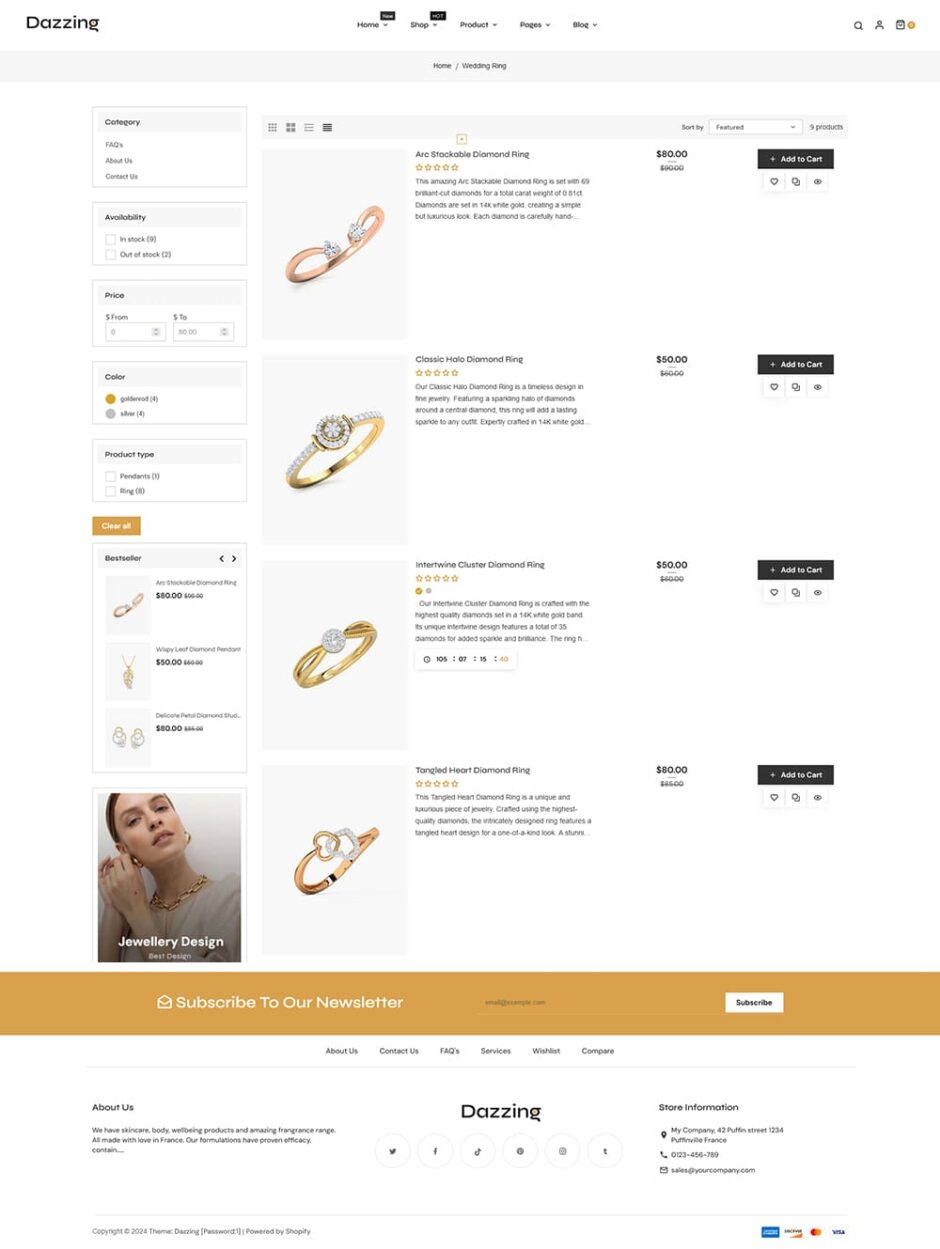 Dazzing - Jewelry Store - Shopify multipurpose Theme