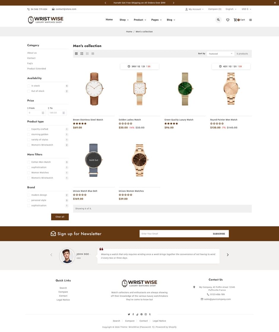 WristWise - Watches & Accessories - Shopify Theme