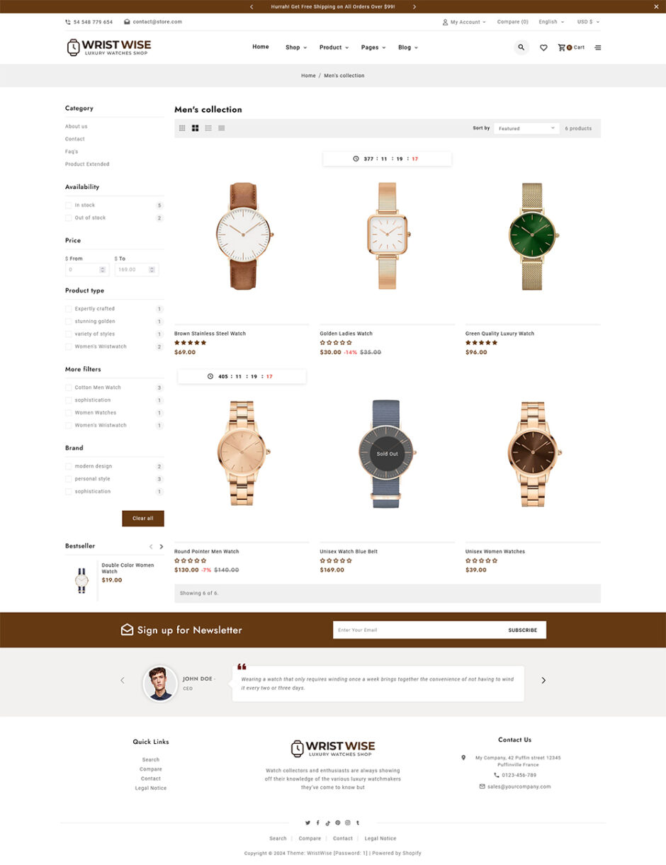WristWise - Watches & Accessories - Shopify Theme