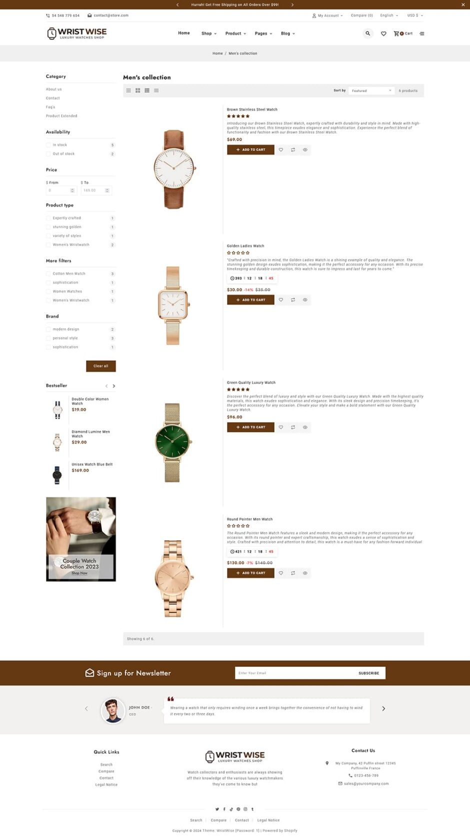 WristWise - Watches & Accessories - Shopify Theme