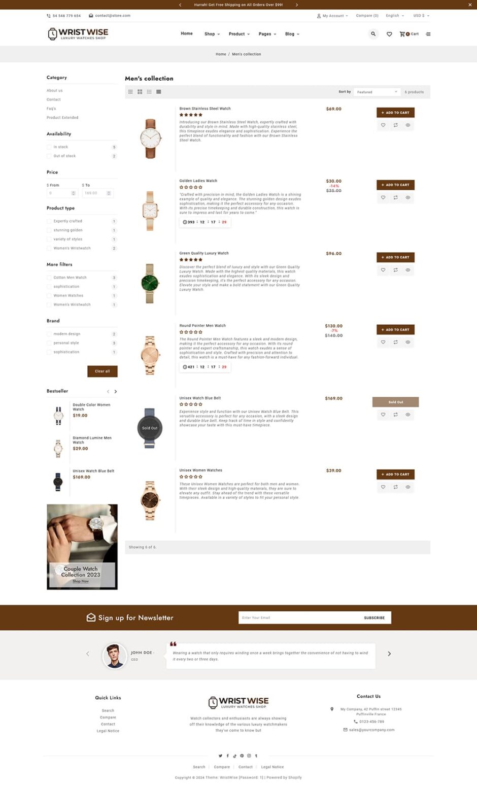 WristWise - Watches & Accessories - Shopify Theme