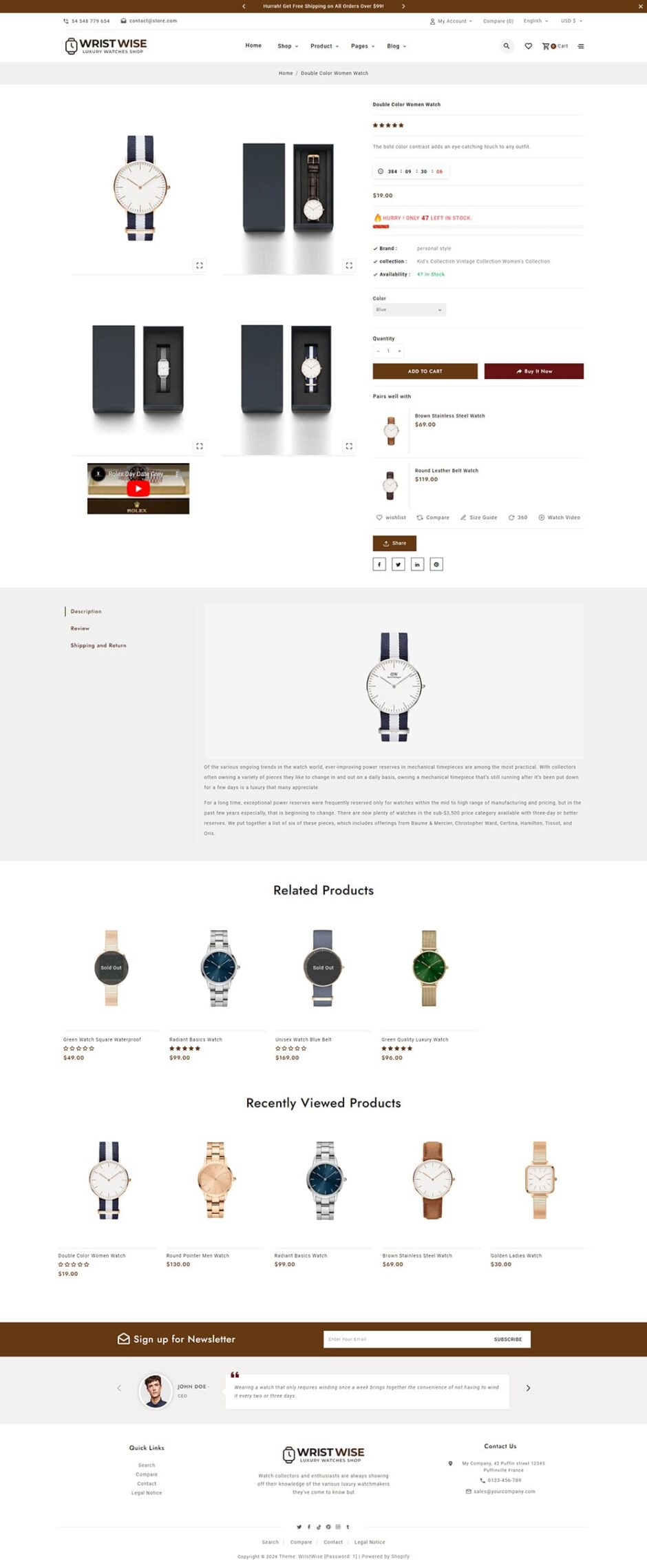 WristWise - Watches & Accessories - Shopify Theme
