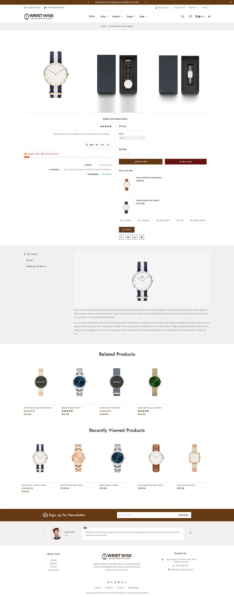 WristWise - Watches & Accessories - Shopify Theme