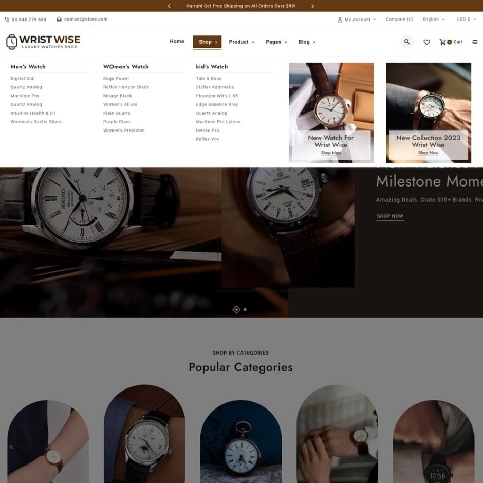 WristWise - Watches & Accessories - Shopify Theme