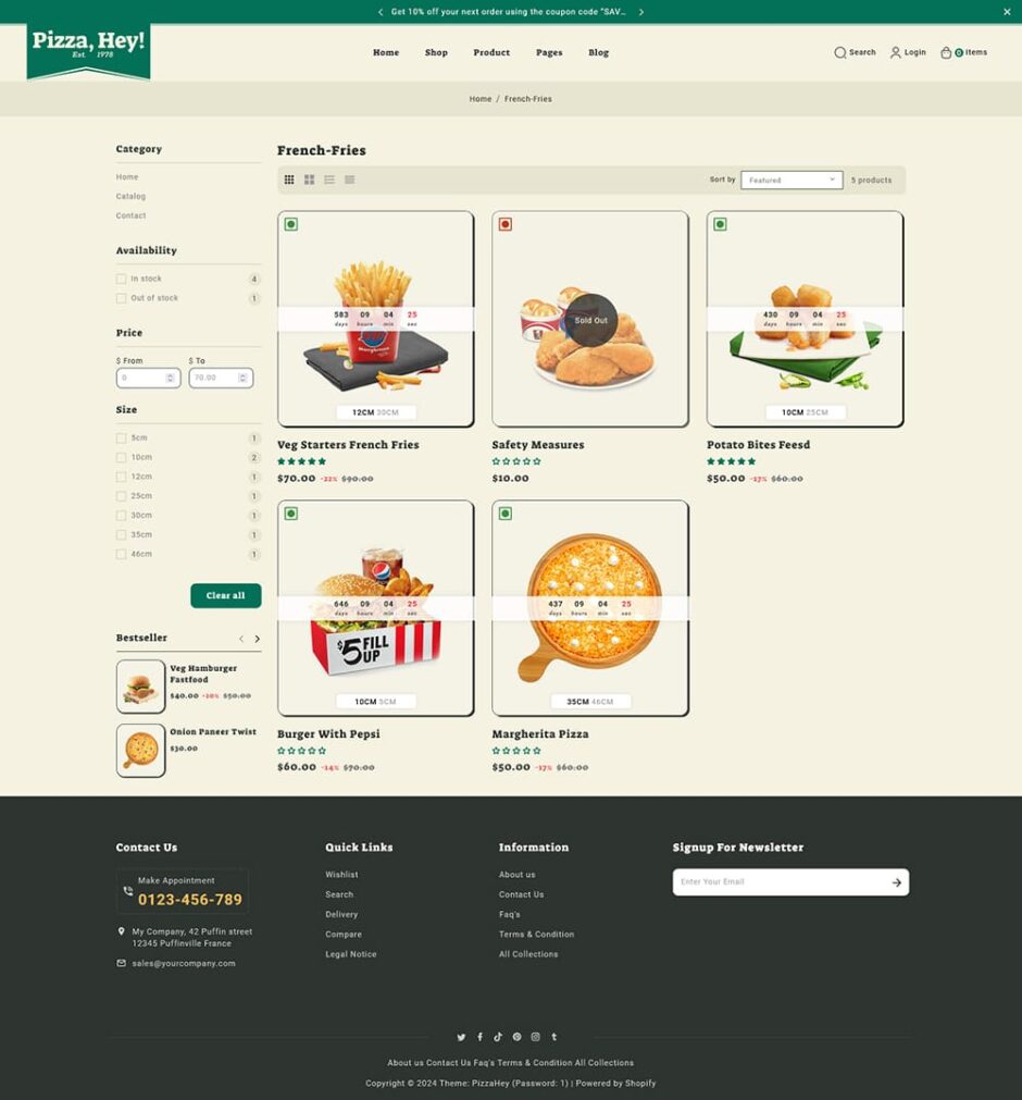 PizzaHey - Pizza, Fast Food & Restaurants - Shopify Theme
