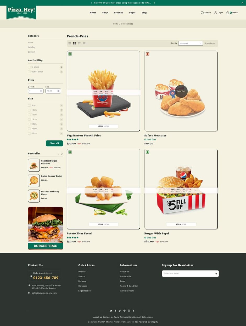 PizzaHey - Pizza, Fast Food & Restaurants - Shopify Theme