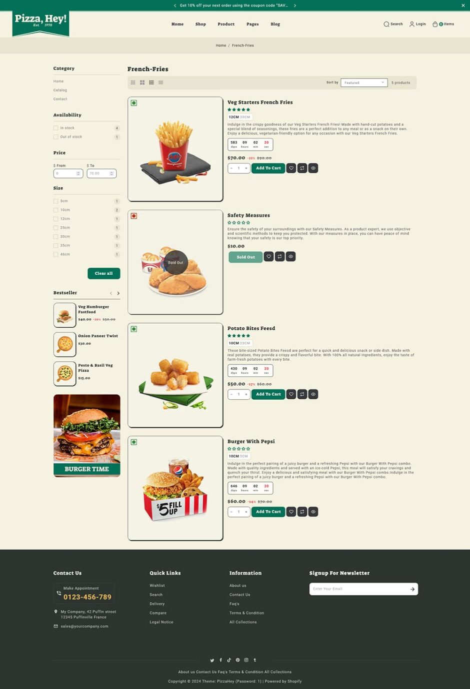 PizzaHey - Pizza, Fast Food & Restaurants - Shopify Theme