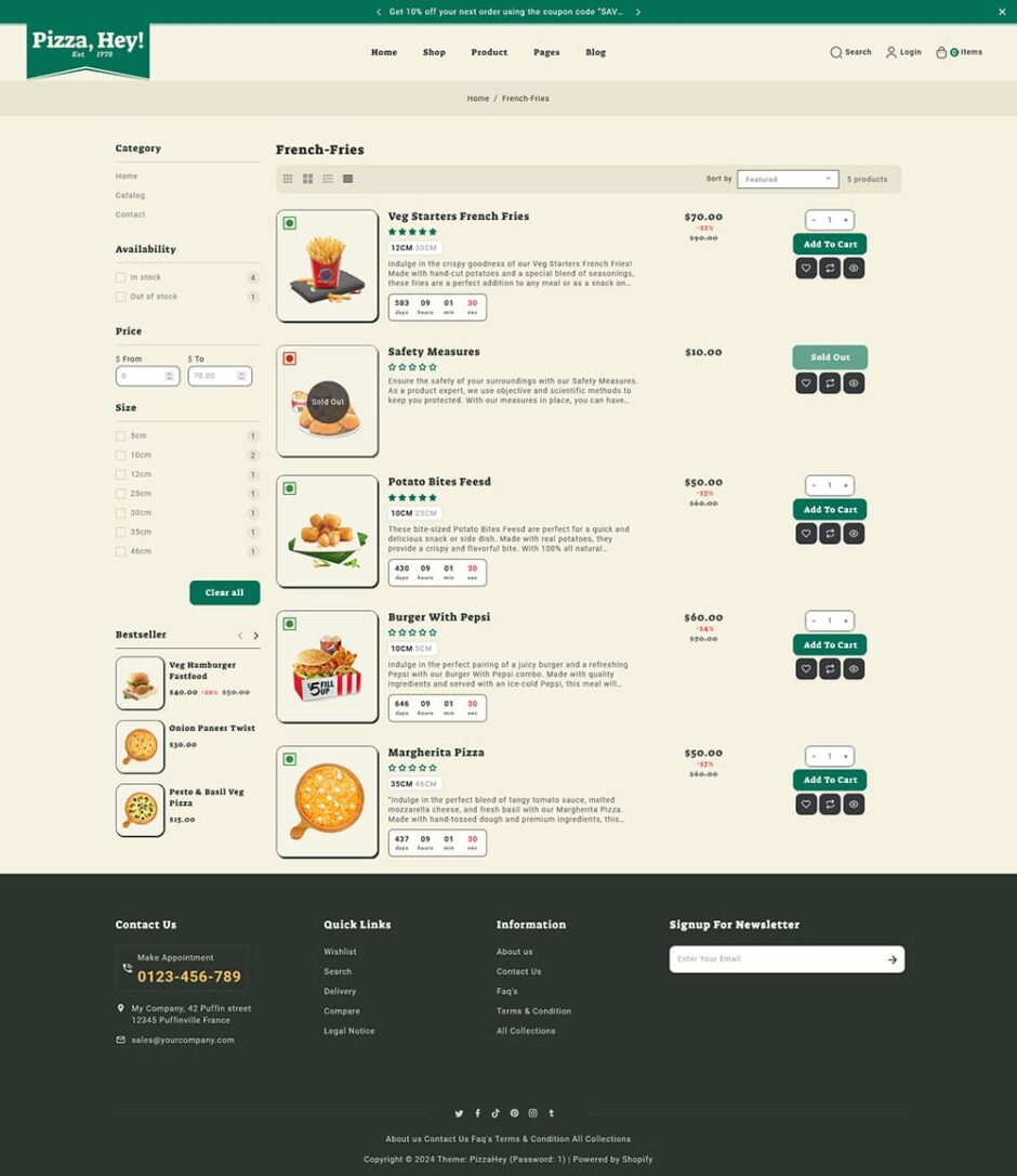 PizzaHey - Pizza, Fast Food & Restaurants - Shopify Theme