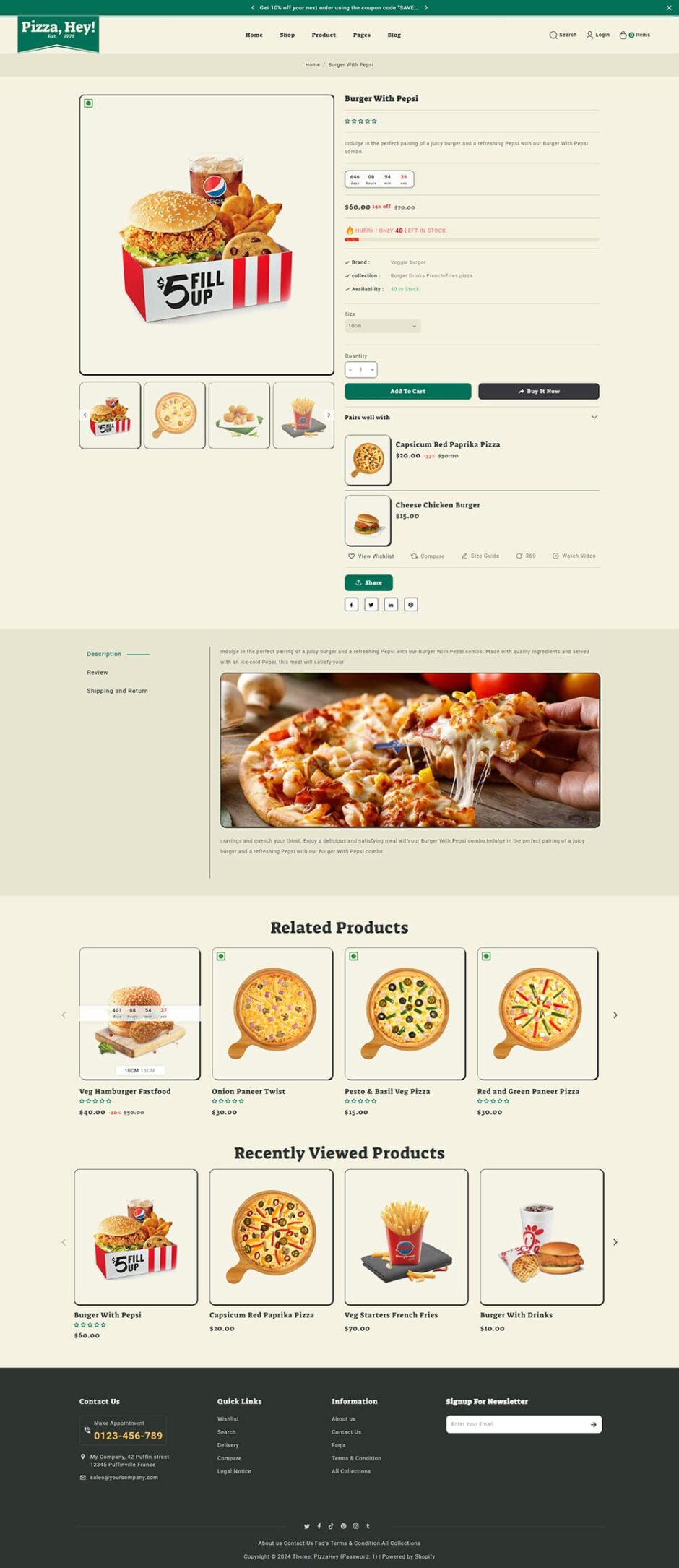 PizzaHey - Pizza, Fast Food & Restaurants - Shopify Theme