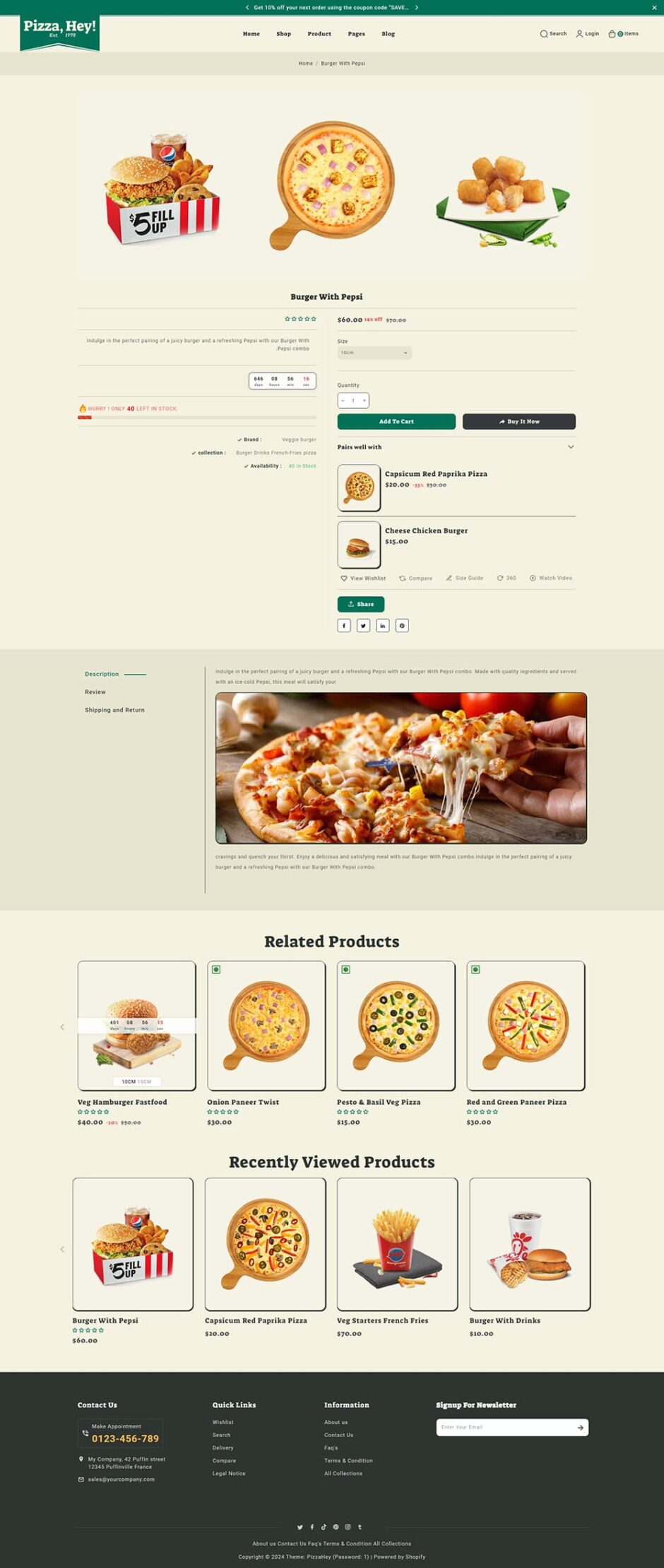 PizzaHey - Pizza, Fast Food & Restaurants - Shopify Theme