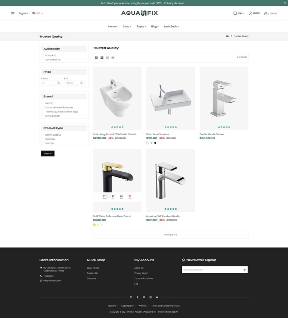 AquaFix - Plumbing Supplies, Apparatuses, Luxury Bathroom Accessories - Shopify Theme