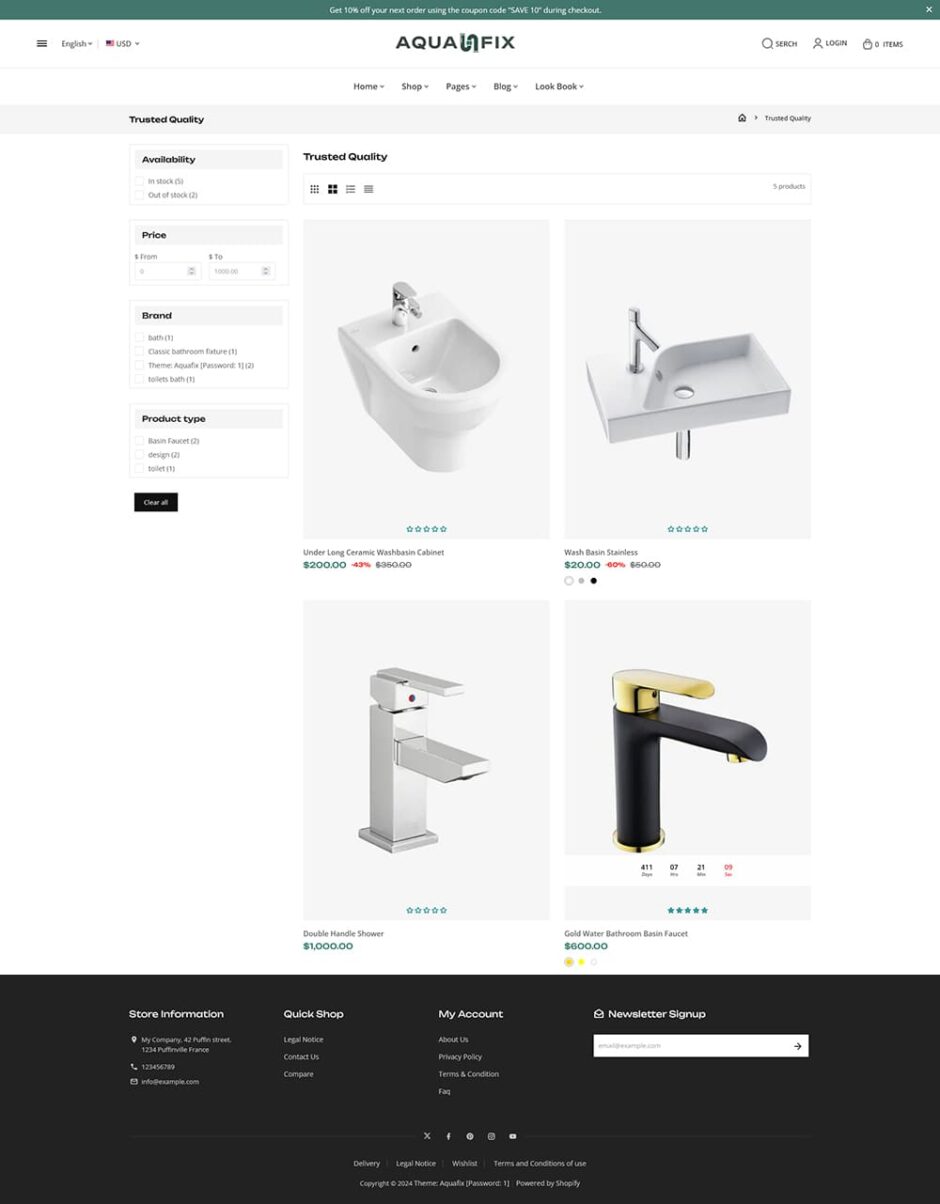 AquaFix - Plumbing Supplies, Apparatuses, Luxury Bathroom Accessories - Shopify Theme