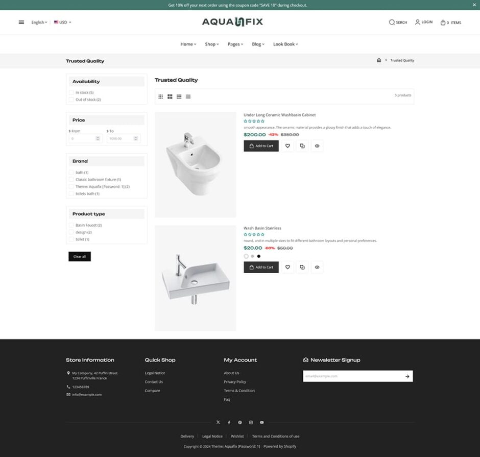AquaFix - Plumbing Supplies, Apparatuses, Luxury Bathroom Accessories - Shopify Theme