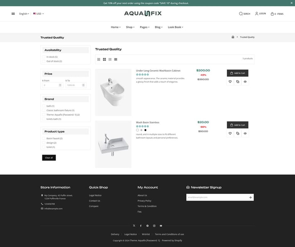 AquaFix - Plumbing Supplies, Apparatuses, Luxury Bathroom Accessories - Shopify Theme