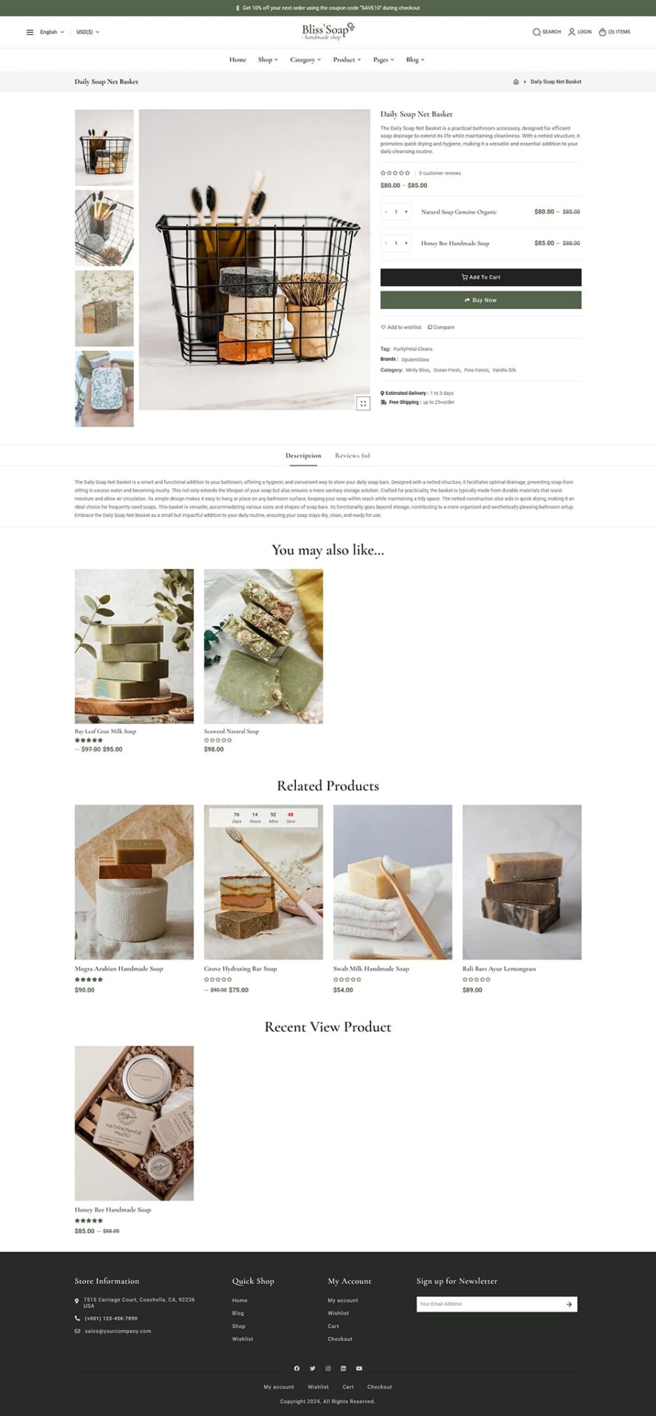 BlissSoap - WooCommerce Crafted Theme for Handmade Soap, Soy Candle, Artistic Makers