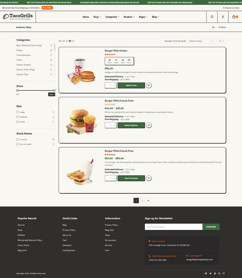TacoGrills - WooCommerce Fast Food Theme for Burger, Pizza