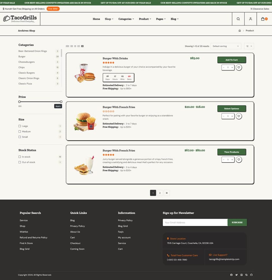 TacoGrills - WooCommerce Fast Food Theme for Burger, Pizza