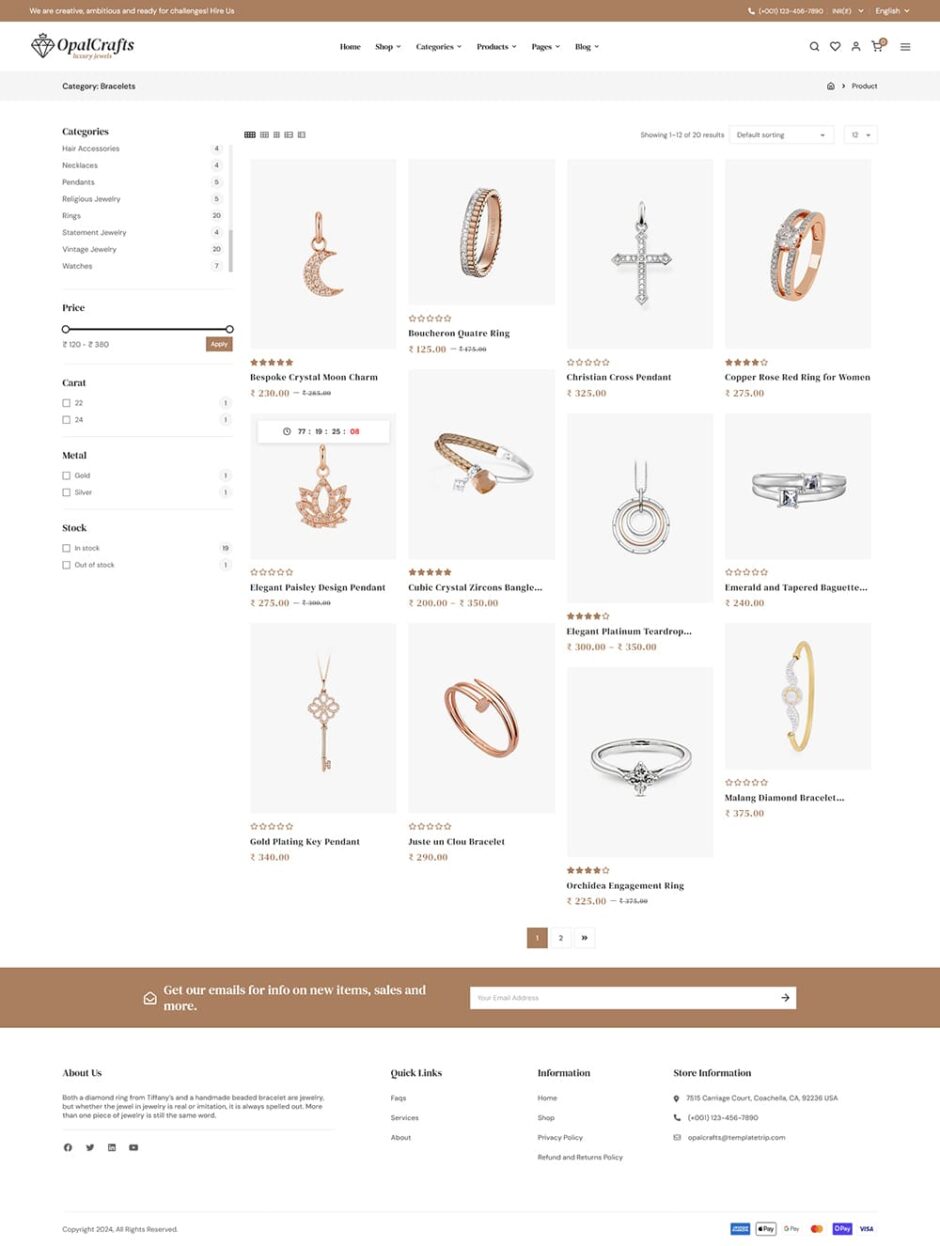 OpalCrafts - Gold, Jewelry & Lifestyle - WooCommerce Theme