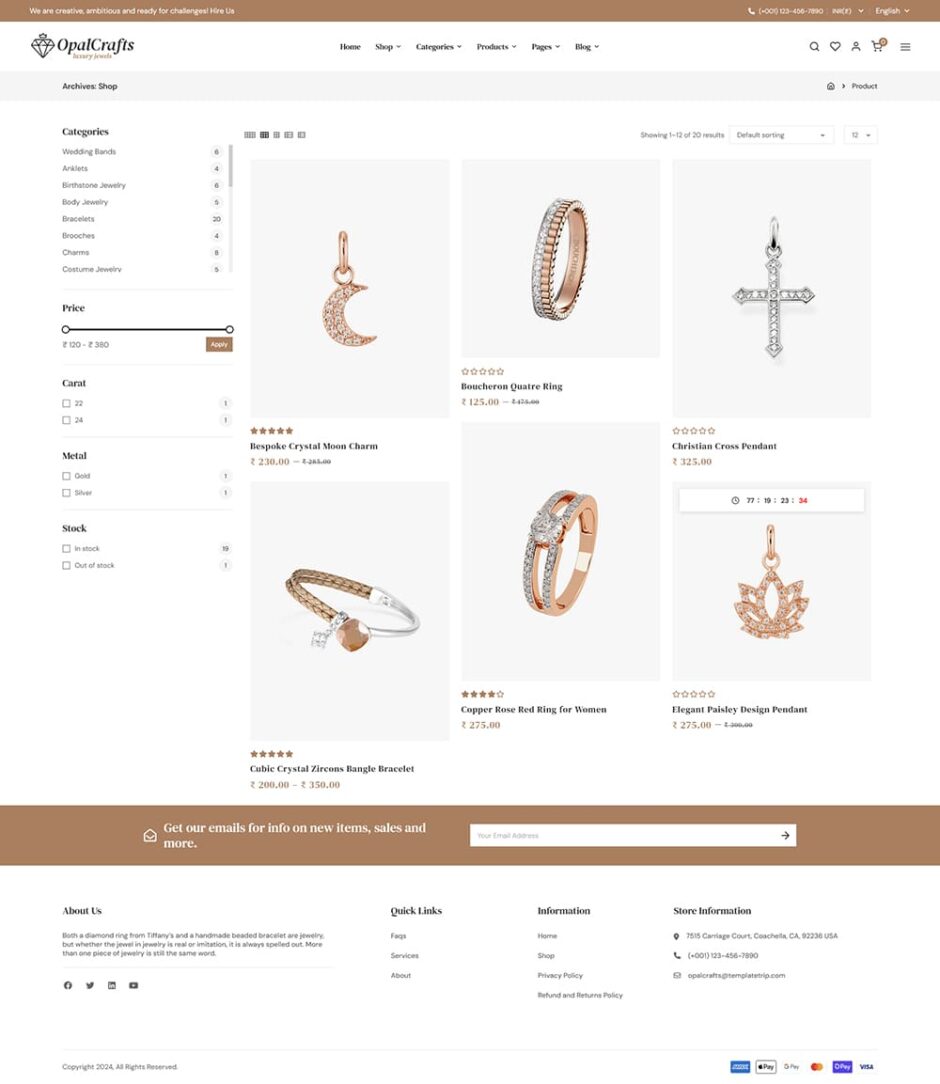 OpalCrafts - Gold, Jewelry & Lifestyle - WooCommerce Theme