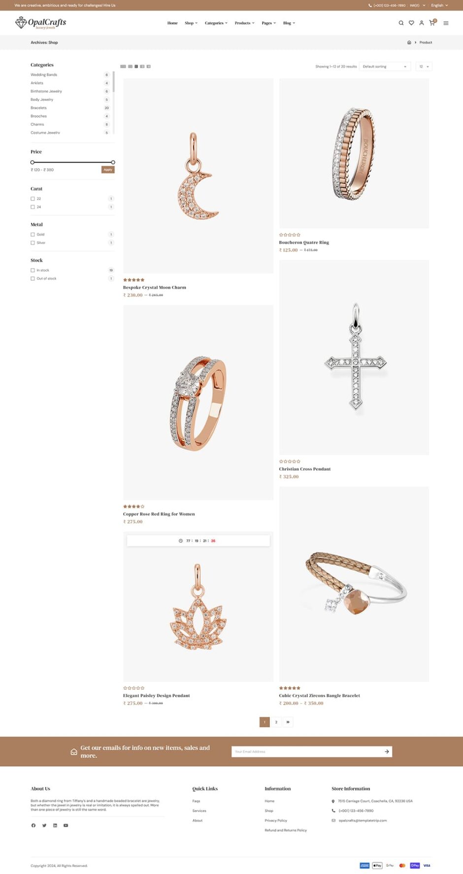 OpalCrafts - Gold, Jewelry & Lifestyle - WooCommerce Theme