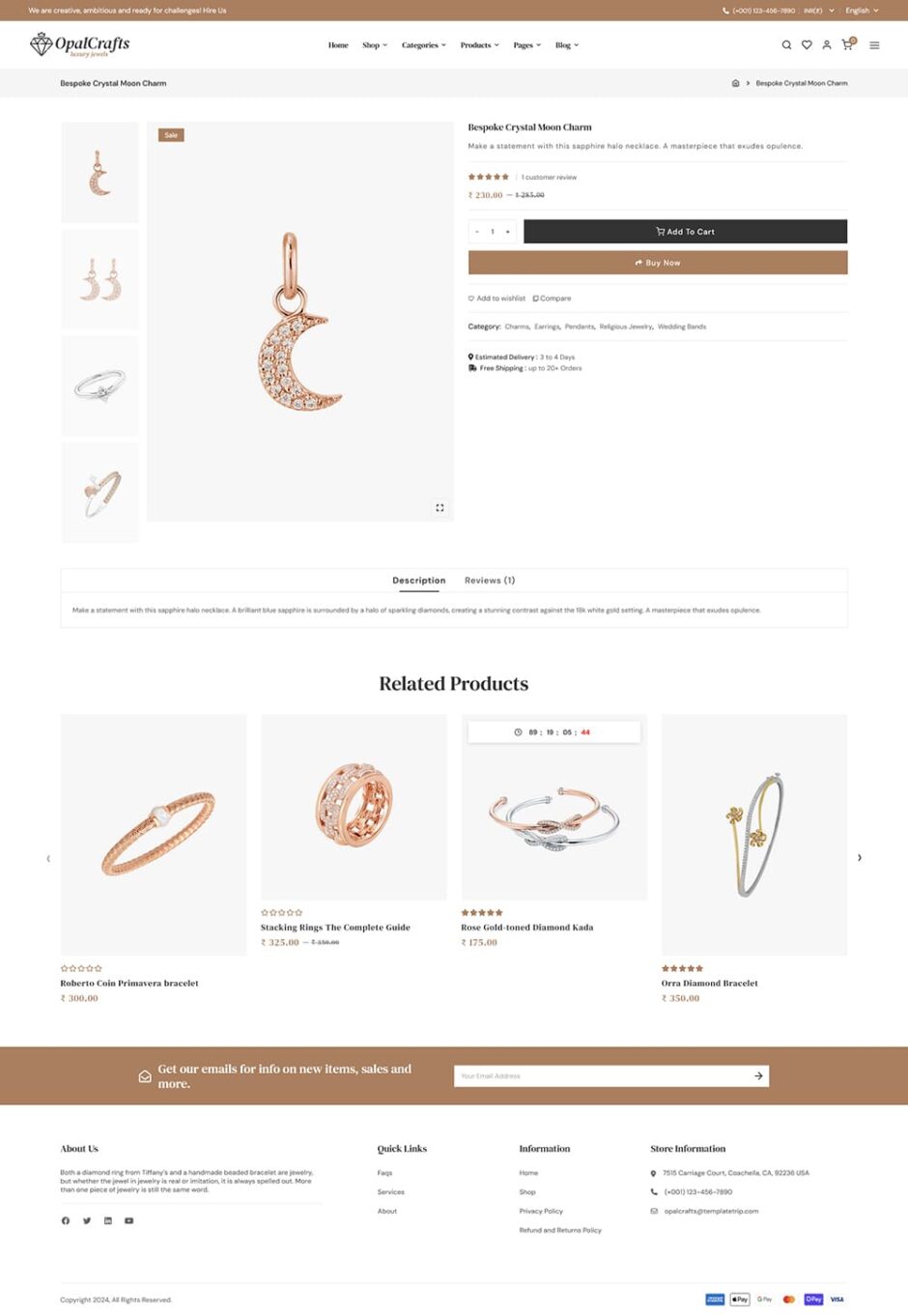 OpalCrafts - Gold, Jewelry & Lifestyle - WooCommerce Theme