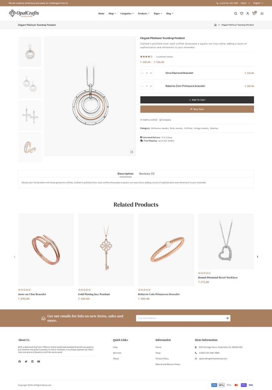 OpalCrafts - Gold, Jewelry & Lifestyle - WooCommerce Theme
