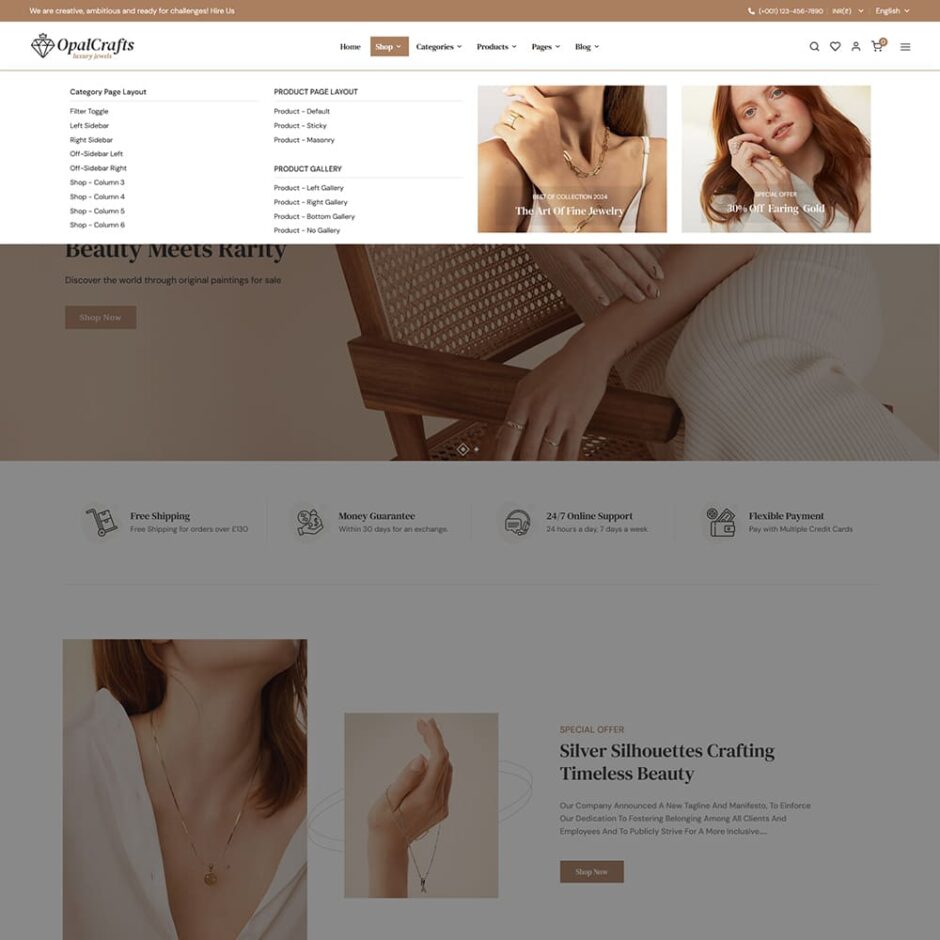 OpalCrafts - Gold, Jewelry & Lifestyle - WooCommerce Theme
