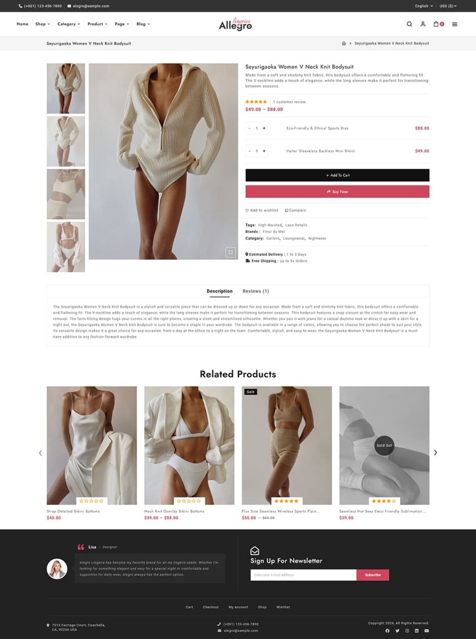 Allegro - Lingerie & Underwear - WooCommerce Theme