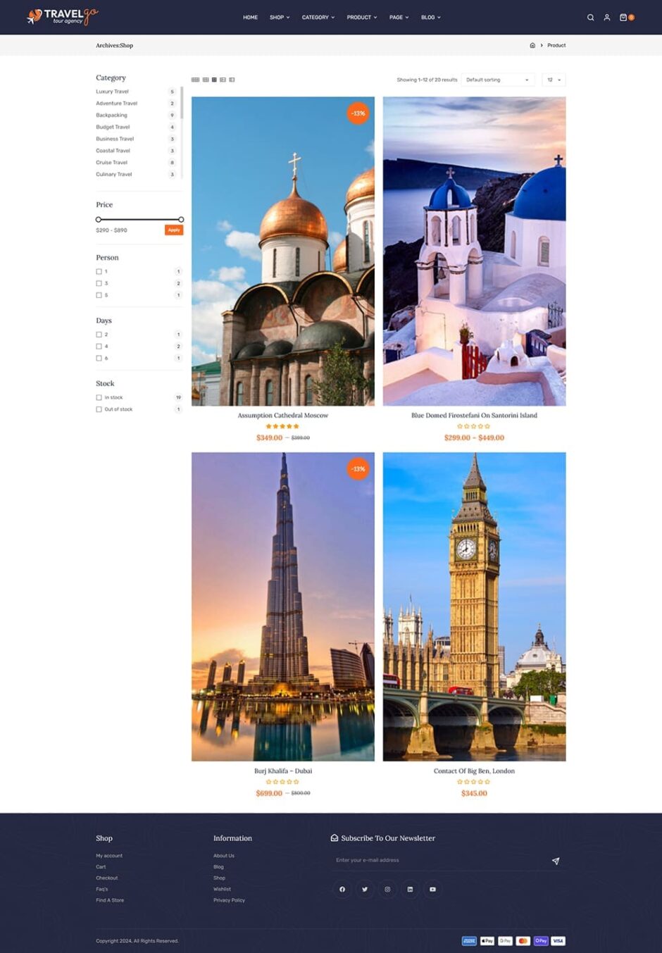 TravelGo - WordPress Theme for Tours & Travel Agency